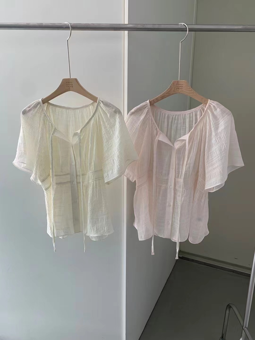 PYT-ot韓國㊣直郵東大門代購女裝新品熱賣休閑25春夏襯衫蕾絲衫pretty young thing襯衫/蕾絲衫