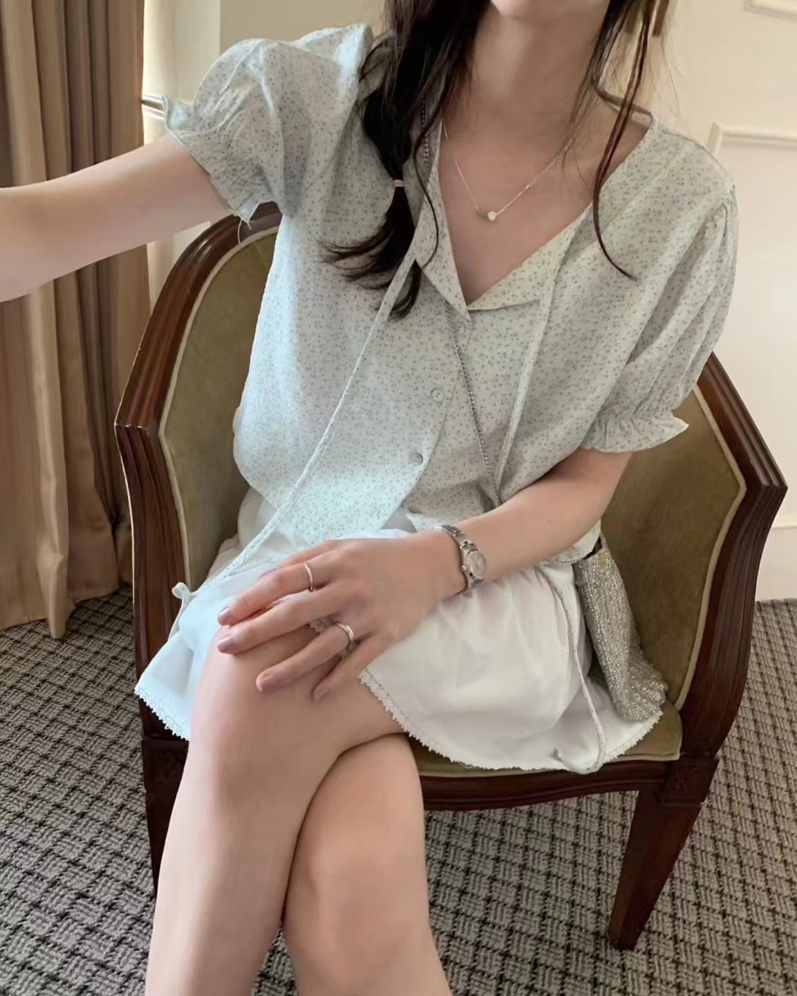 PYT-ot直郵韓國代購㊣女裝新品時尚熱賣休閑25春夏襯衫蕾絲衫pretty young thing襯衫/蕾絲衫