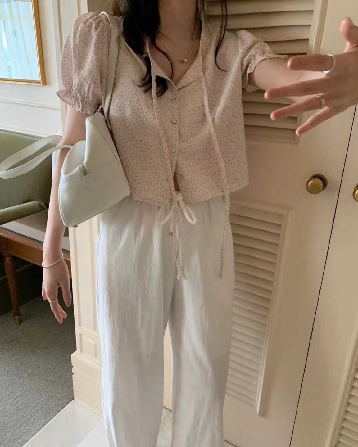 PYT-ot直郵韓國代購㊣女裝新品時尚熱賣休閑25春夏襯衫蕾絲衫pretty young thing襯衫/蕾絲衫