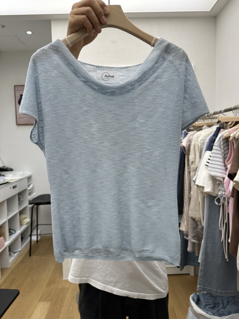 RE:FRESH-L直郵韓國代購㊣女裝新品推薦休閑25春夏熱賣T恤RE:FRESHT恤圖色2