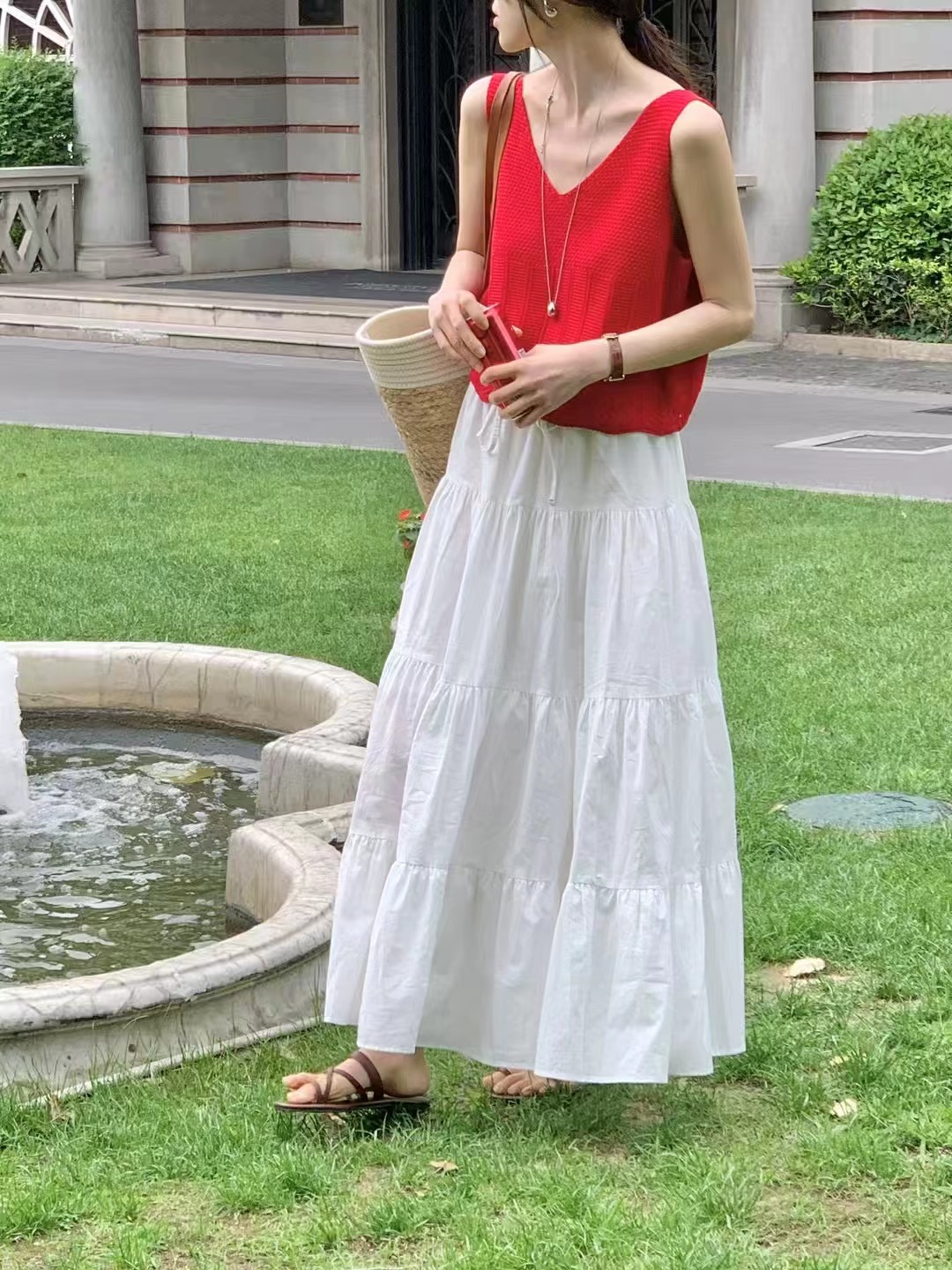 ALL OVER直郵韓國代購㊣女裝新款推薦25春夏人氣休閑時尚長裙ALL OVER長裙
