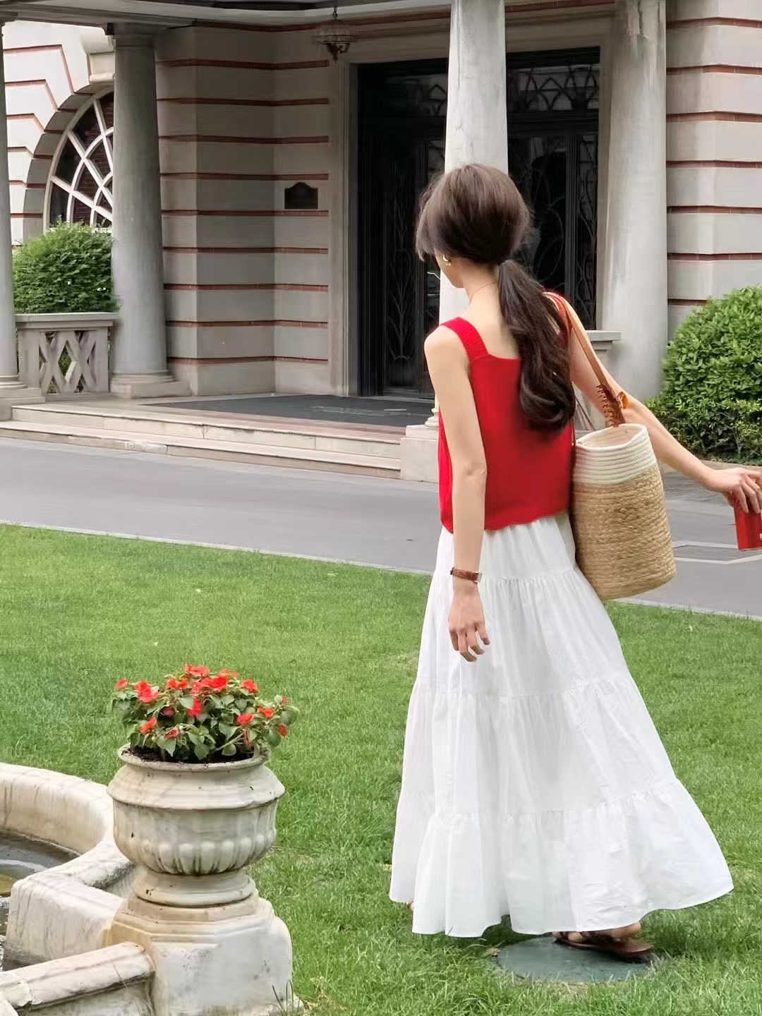 ALL OVER直郵韓國代購㊣女裝新款推薦25春夏人氣休閑時尚長裙ALL OVER長裙