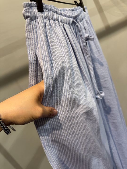 1.3直郵韓國代購㊣女裝新款時尚推薦25春夏人氣休閑褲條紋1.3休閑褲