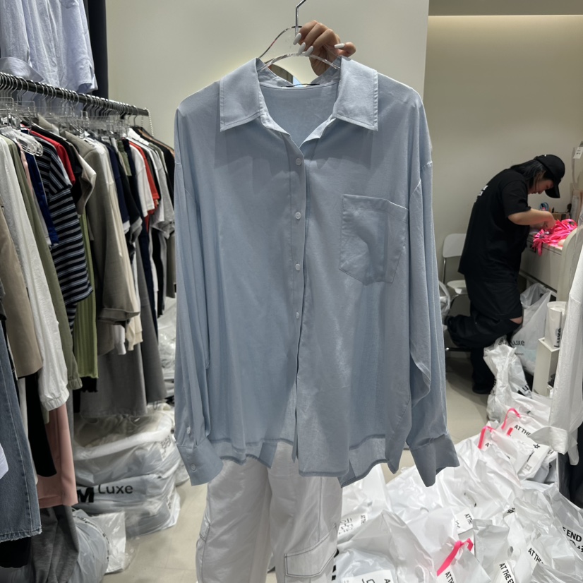 AT THE END韓國直郵㊣東大門實拍女裝新品休閑襯衫蕾絲衫亞麻AT THE END襯衫/蕾絲衫圖色3