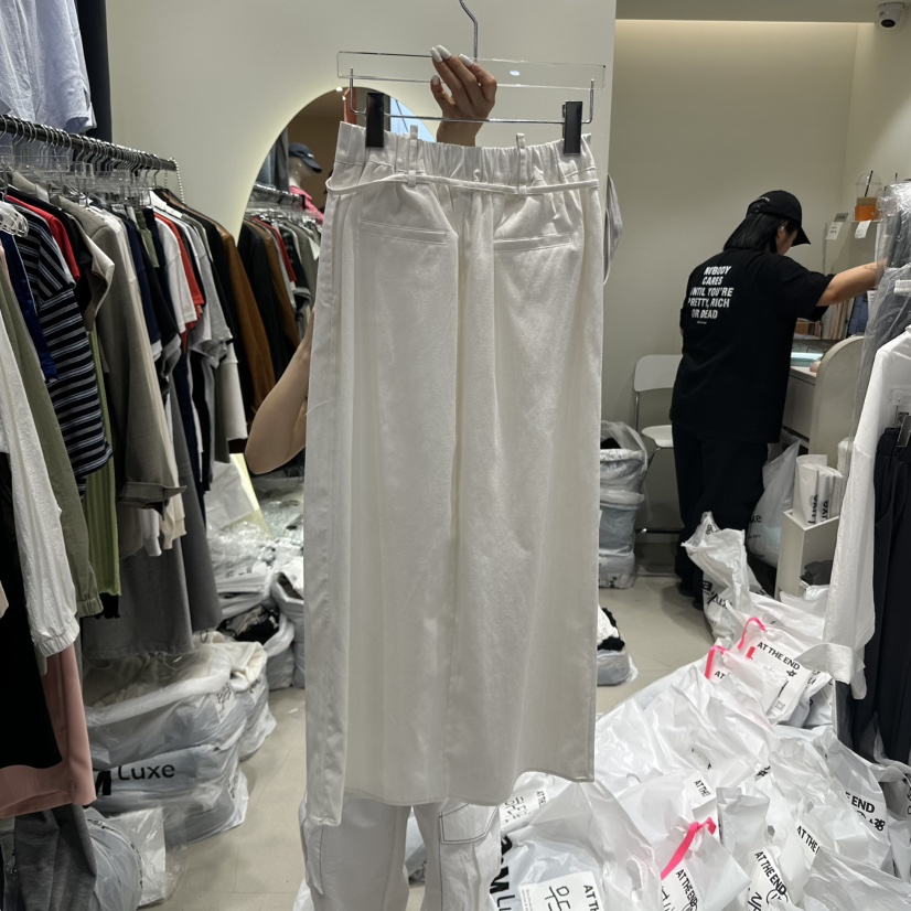 AT THE END直郵韓國代購㊣女裝新款時尚熱賣25春夏長裙亞麻AT THE END長裙