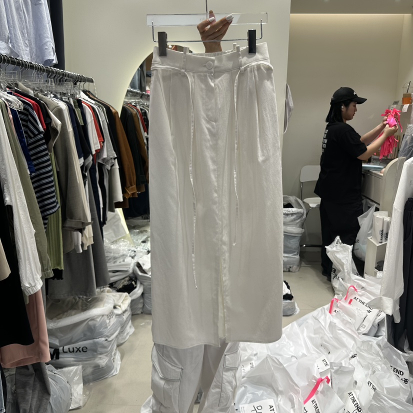 AT THE END直郵韓國代購㊣女裝新款時尚熱賣25春夏長裙亞麻AT THE END長裙