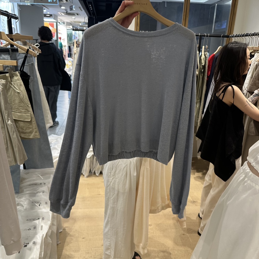 OVERTAKE韓國直郵㊣東大門實拍女裝新款推薦時尚長袖T恤綁帶OVERTAKE長袖T恤圖色2