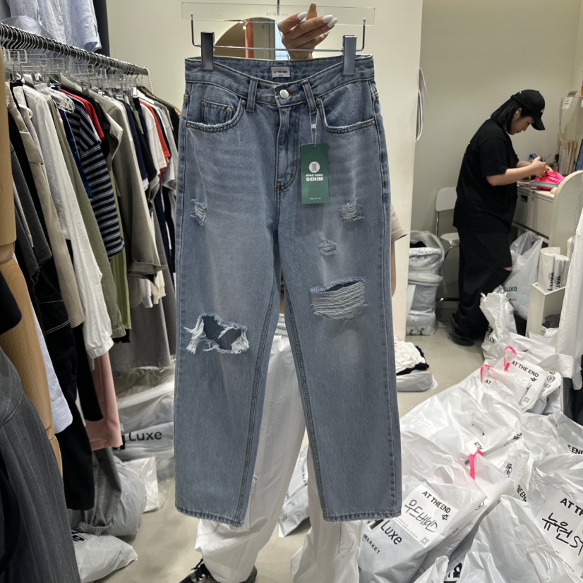 AT THE END韓國直郵㊣女裝新品熱賣人氣時尚休閑推薦牛仔褲AT THE END牛仔褲