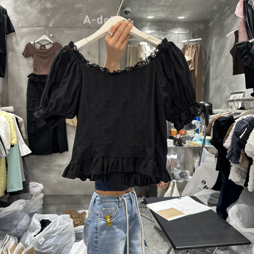 A-DEL直郵韓國代購㊣女裝新款人氣25春夏休閑熱賣襯衫蕾絲衫A-DEL襯衫/蕾絲衫
