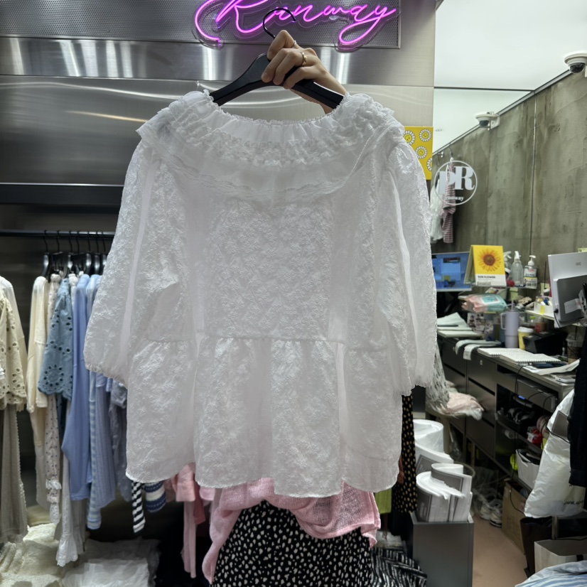 RUNWAY-런웨이韓國直郵㊣女裝新款時尚25春夏休閑襯衫蕾絲衫RUNWAY襯衫/蕾絲衫