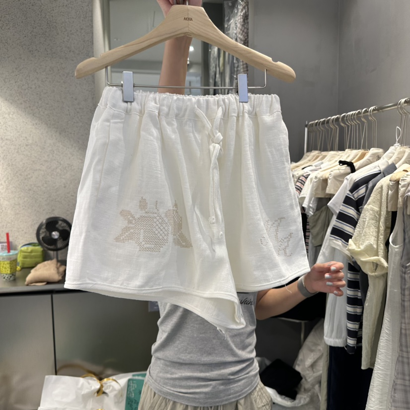 AMOEBA韓國直郵㊣東大門實拍女裝新品人氣推薦25春夏短褲刺繡AMOEBA短褲