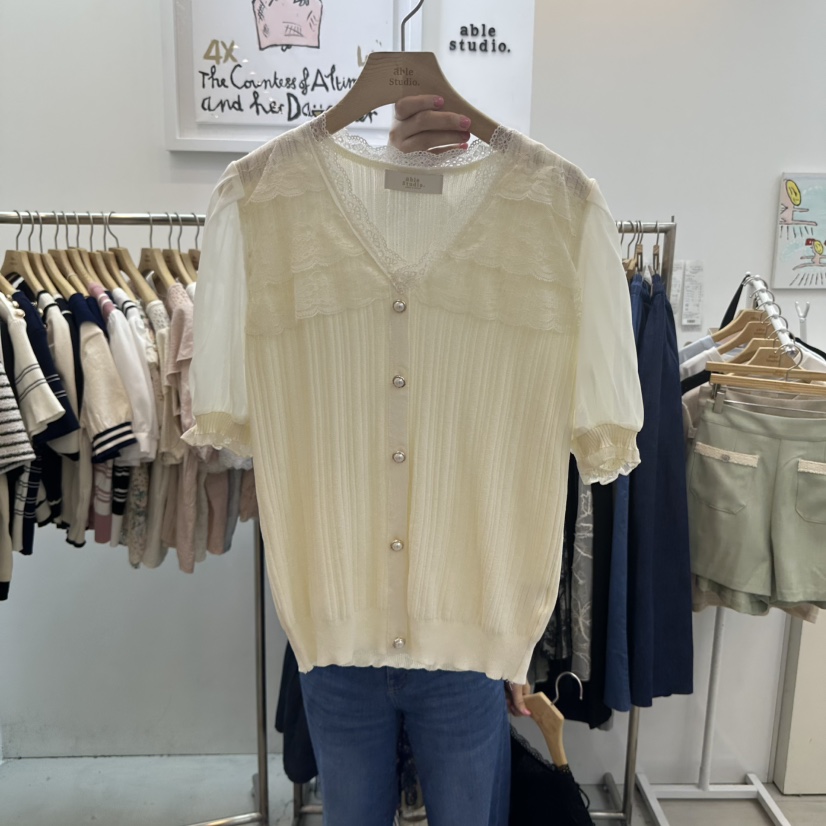 ABLESTUDIO直郵韓國代購㊣女裝新品熱賣25春夏人氣襯衫蕾絲衫ABLE STUDIO襯衫/蕾絲衫