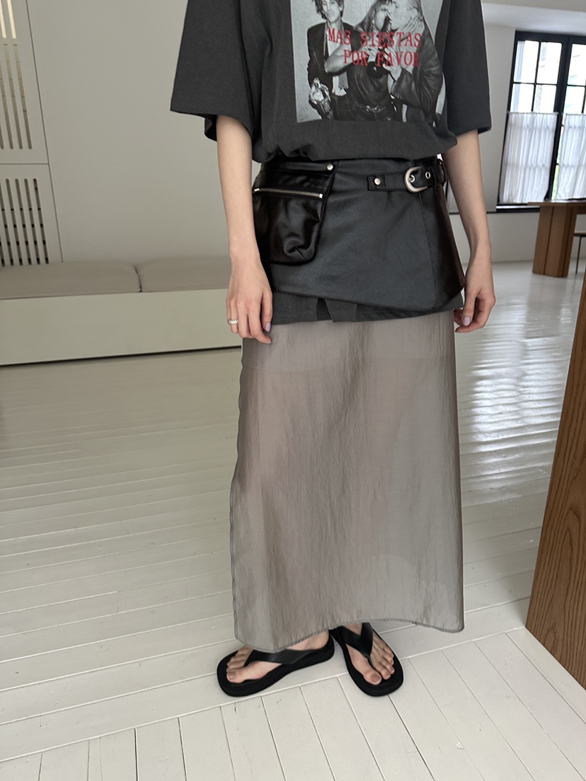 BOWIE韓國直郵㊣東大門實拍女裝新品熱賣推薦長裙含腰繩裹身裙BOWIE長裙