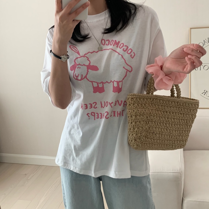 HELLO JINI韓國㊣直郵東大門代購女裝新品人氣熱賣休閑T恤HELLO JINIT恤
