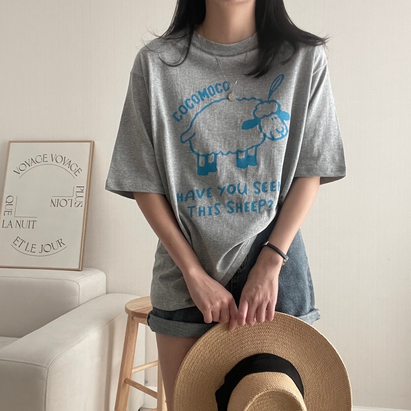 HELLO JINI韓國㊣直郵東大門代購女裝新品人氣熱賣休閑T恤HELLO JINIT恤圖色2