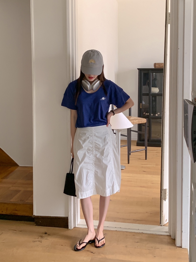 THE ABLE韓國直郵㊣東大門實拍女裝新品休閑半身裙中短裙喇叭褶皺THE ABLE/TA半身裙/中短裙