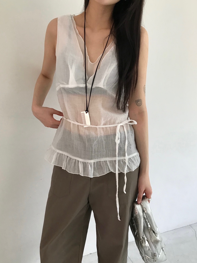 ESCHER韓國直郵㊣東大門實拍女裝新品25春夏吊帶背心含腰繩ESCHER吊帶/背心