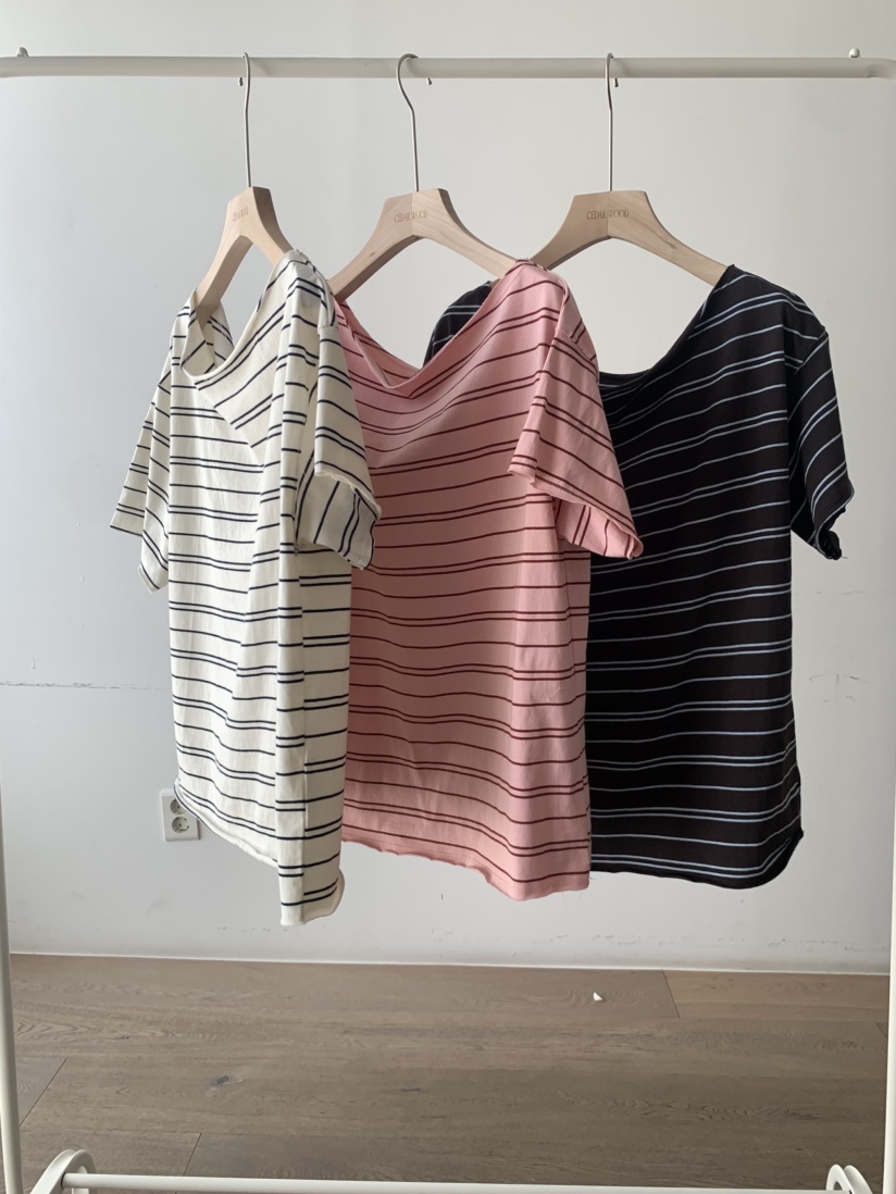 CEDARWOOD直郵韓國代購㊣女裝新品熱賣25春夏T恤不含腰帶露肩CEDARWOODT恤