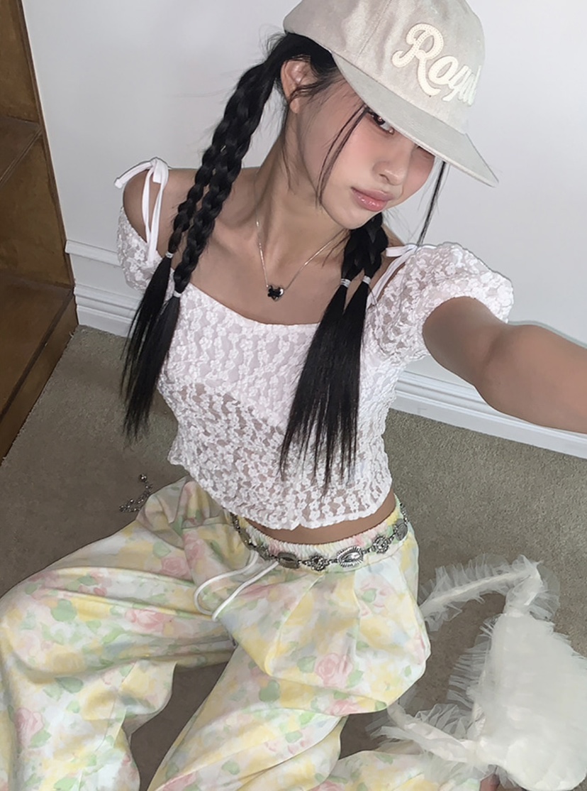 KIKI韓國直郵㊣東大門實拍女裝新品人氣25春夏休閑襯衫蕾絲衫KIKI襯衫/蕾絲衫