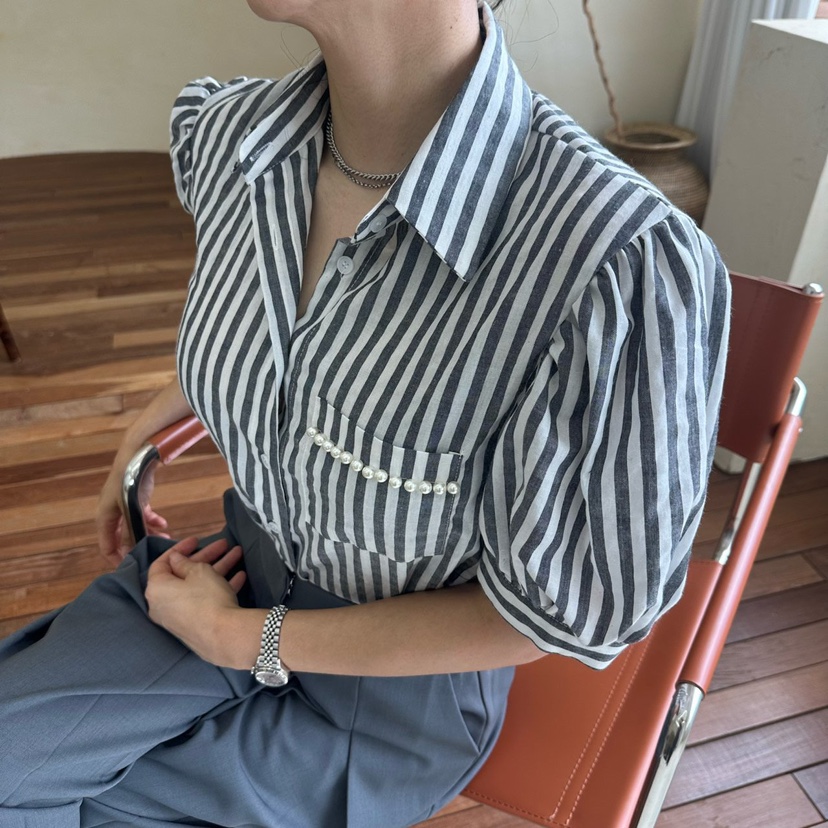 MABEL-Q韓國直郵㊣女裝新品25春夏休閑時尚熱賣襯衫蕾絲衫SOUIT by mabel-Q襯衫/蕾絲衫