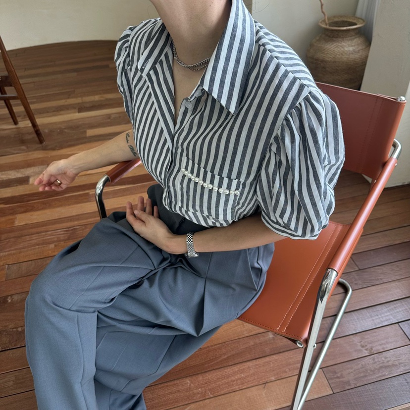MABEL-Q韓國直郵㊣女裝新品25春夏休閑時尚熱賣襯衫蕾絲衫SOUIT by mabel-Q襯衫/蕾絲衫