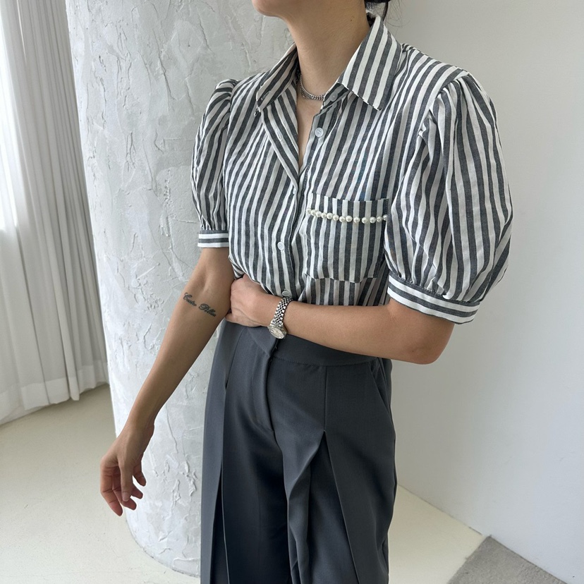 MABEL-Q韓國直郵㊣女裝新品25春夏休閑時尚熱賣襯衫蕾絲衫SOUIT by mabel-Q襯衫/蕾絲衫