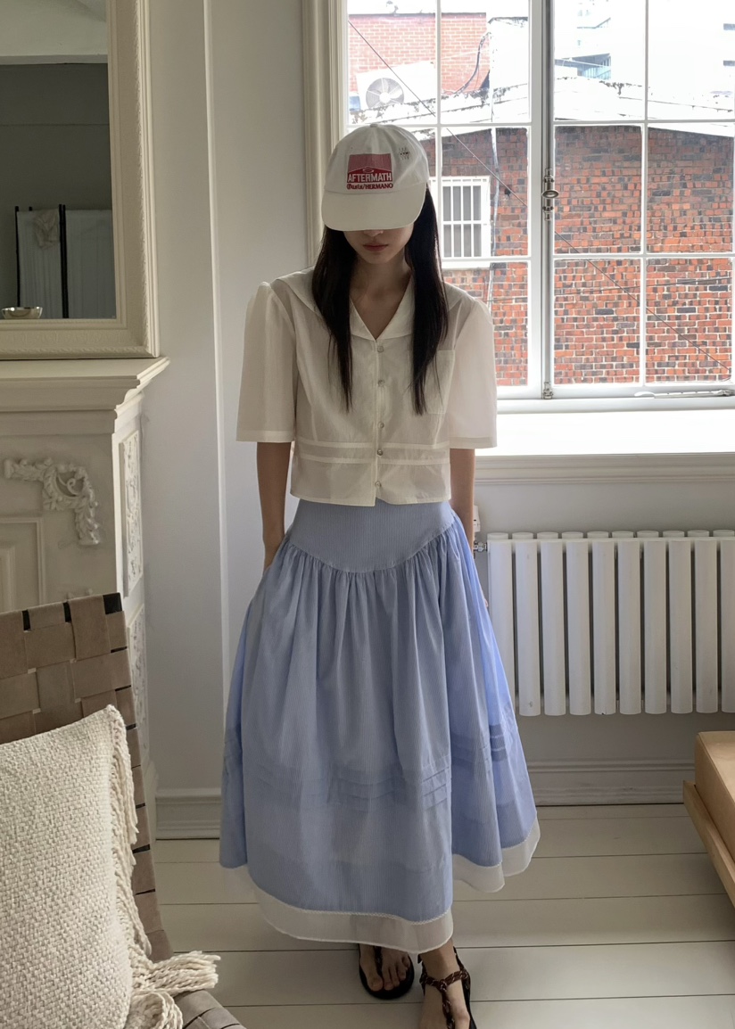 PEBBLE韓國㊣直郵東大門代購女裝新款25春夏襯衫蕾絲衫透明PEBBLE/LAYER襯衫/蕾絲衫
