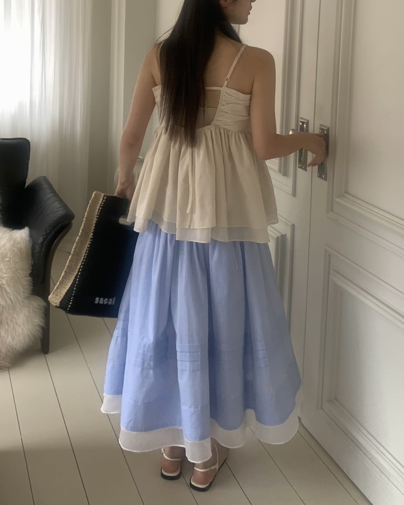 PEBBLE韓國直郵㊣東大門實拍女裝新款推薦休閑25春夏人氣長裙PEBBLE/LAYER長裙