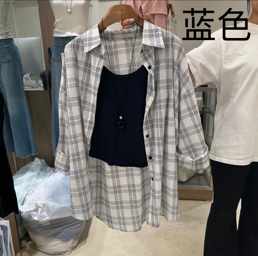 MELO韓國直郵㊣女裝新款25春夏休閑推薦時尚襯衫蕾絲衫套裝MELO襯衫/蕾絲衫圖色2