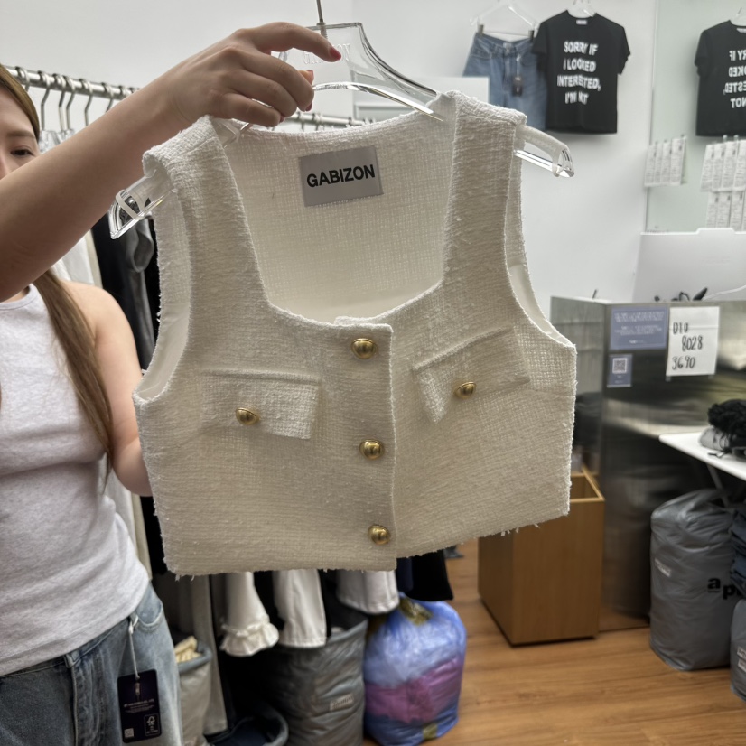 GABIZON韓國㊣直郵東大門代購女裝新款熱賣人氣馬甲花呢紐扣GABIZON馬甲