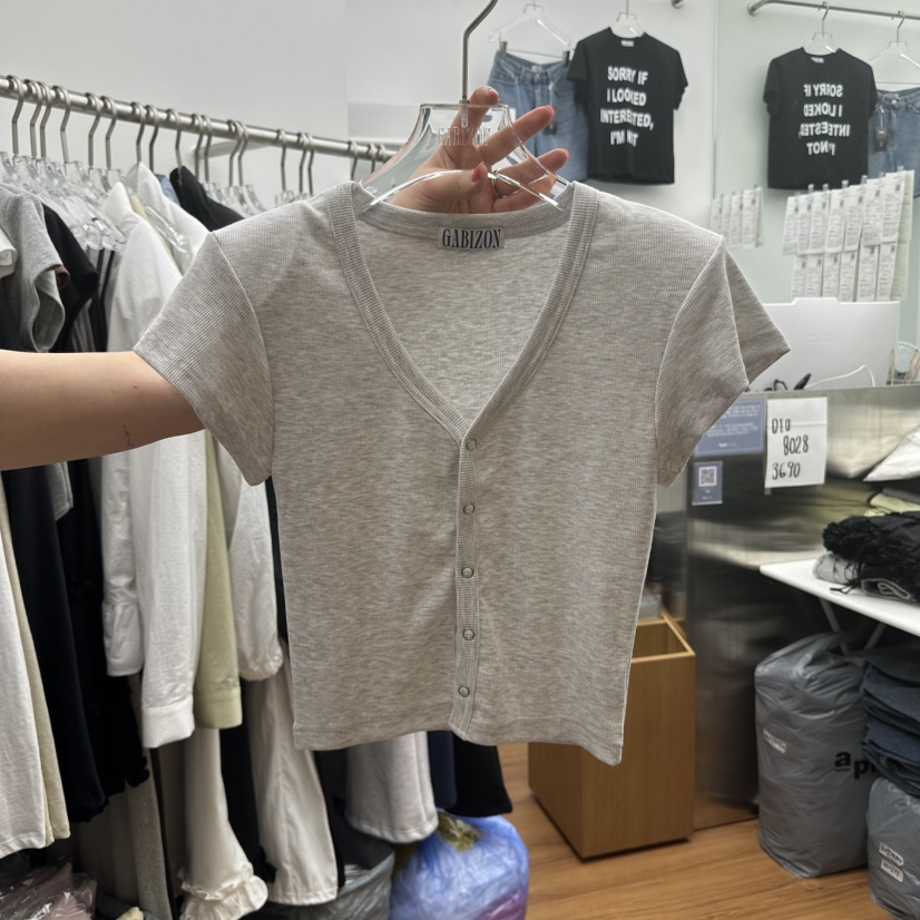 GABIZON直郵韓國代購㊣女裝新品時尚熱賣25春夏T恤柔軟開衫GABIZONT恤圖色1