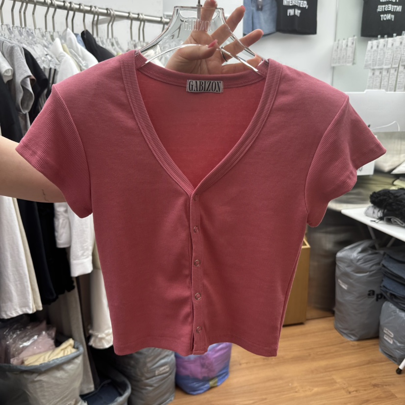 GABIZON直郵韓國代購㊣女裝新品時尚熱賣25春夏T恤柔軟開衫GABIZONT恤圖色2