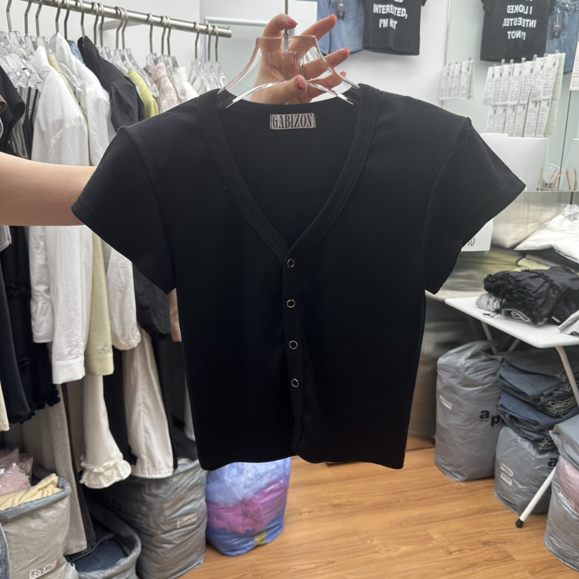 GABIZON直郵韓國代購㊣女裝新品時尚熱賣25春夏T恤柔軟開衫GABIZONT恤圖色4
