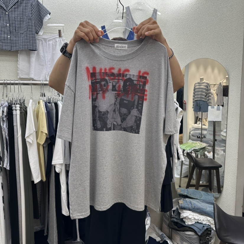 MAGOT直郵韓國代購㊣女裝新品25春夏人氣休閑時尚熱賣推薦T恤IIIΛGOT/MAGOTT恤圖色2