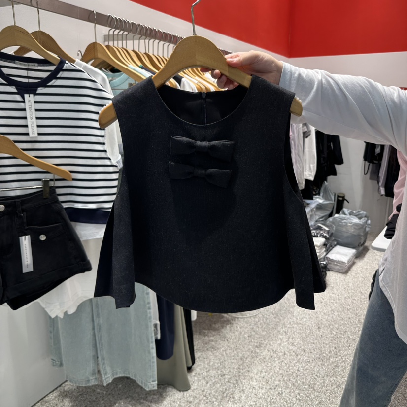 ATPZ韓國直郵㊣女裝新品熱賣人氣時尚推薦休閑吊帶背心蝴蝶結ATTENTION PLEAES吊帶/背心圖色2