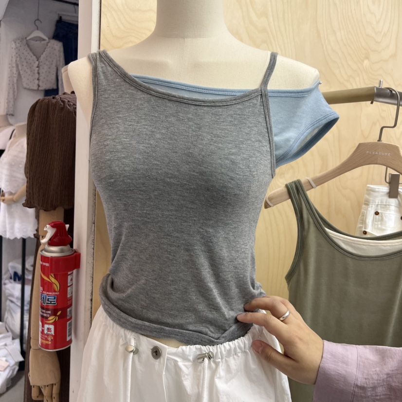 PLEASURE直郵韓國代購㊣女裝新品人氣25春夏時尚熱賣T恤假兩件PLEASURET恤圖色2