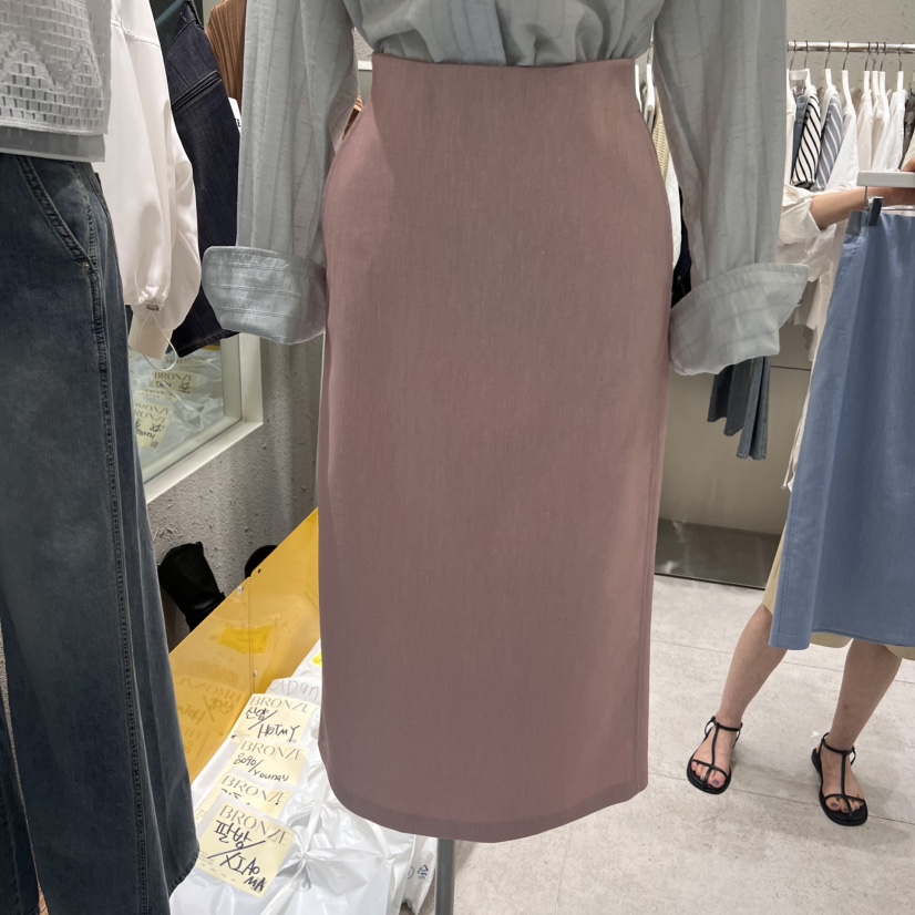 BRONZE韓國㊣直郵東大門代購女裝新品熱賣半身裙中短裙亞麻布BRONZE半身裙/中短裙