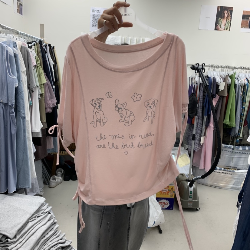 SOLD OUT韓國㊣直郵東大門代購女裝新款25春夏推薦熱賣T恤SOLD OUTT恤圖色2