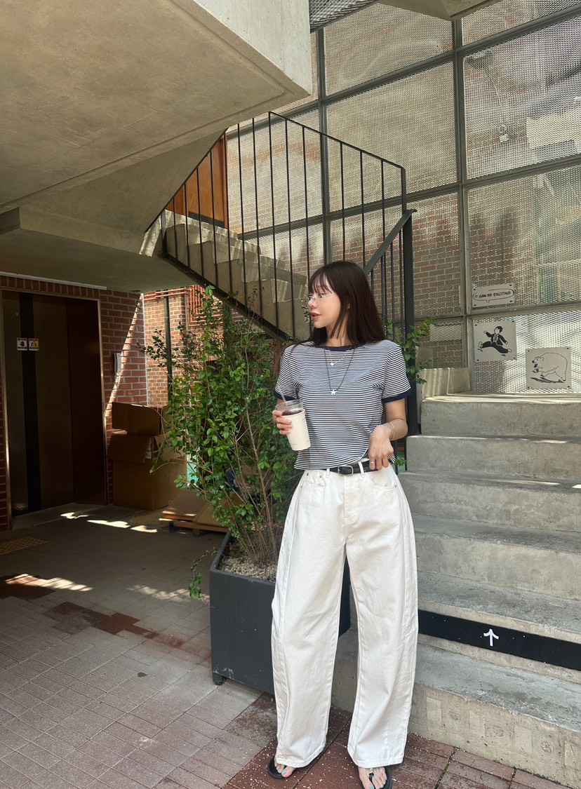 LUMIPLE韓國直郵㊣東大門實拍女裝新品熱賣人氣推薦T恤條紋LUMIPLET恤