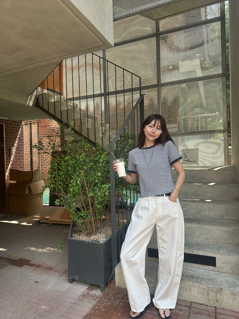 LUMIPLE韓國直郵㊣東大門實拍女裝新品熱賣人氣推薦T恤條紋LUMIPLET恤