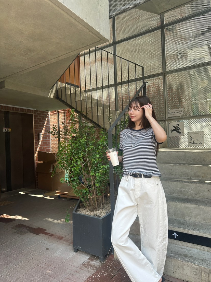 LUMIPLE韓國直郵㊣東大門實拍女裝新品熱賣人氣推薦T恤條紋LUMIPLET恤