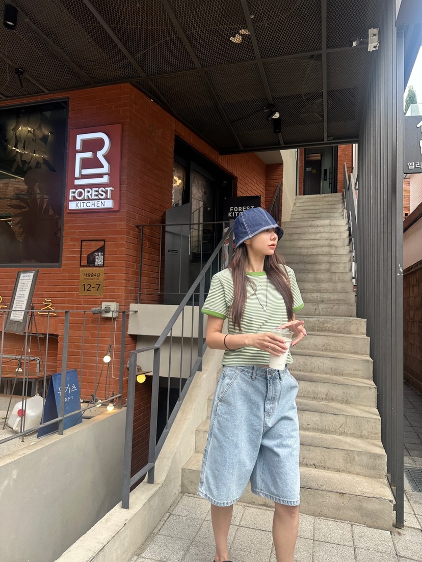 LUMIPLE韓國直郵㊣東大門實拍女裝新品熱賣人氣推薦T恤條紋LUMIPLET恤