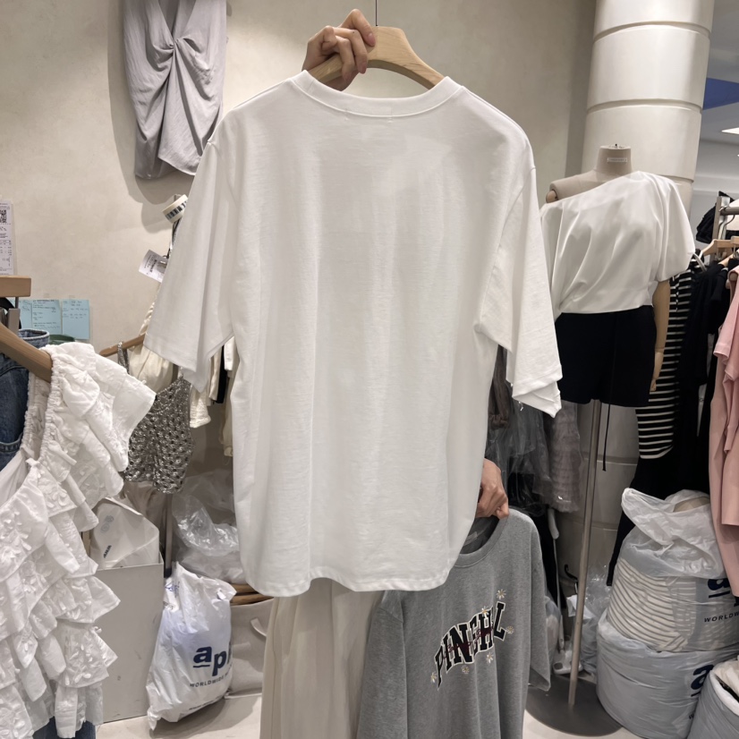 SALONDEMAG韓國直郵㊣女裝新品時尚休閑推薦人氣25春夏T恤刺繡SALONDEMAGT恤