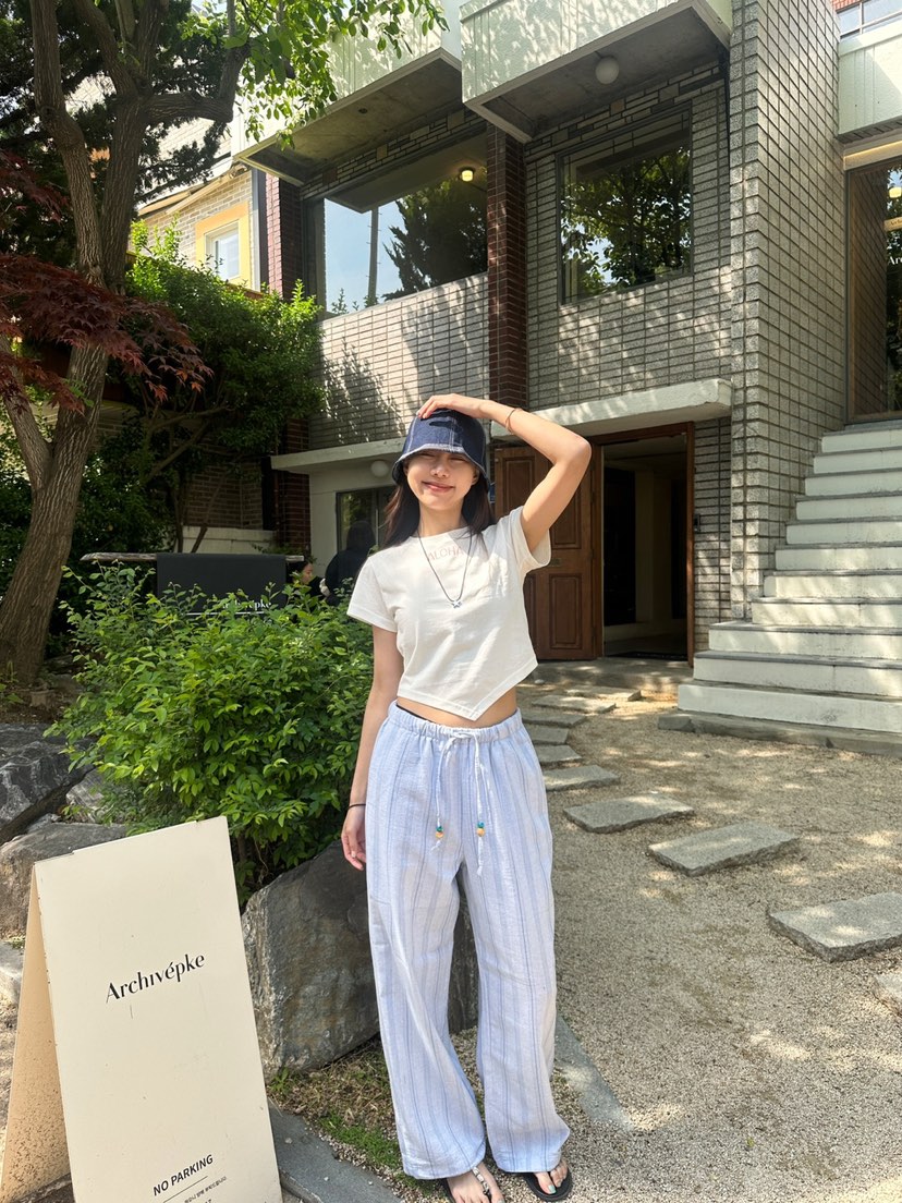 LUMIPLE韓國直郵㊣女裝新款人氣25春夏時尚推薦休閑褲亞麻布LUMIPLE休閑褲