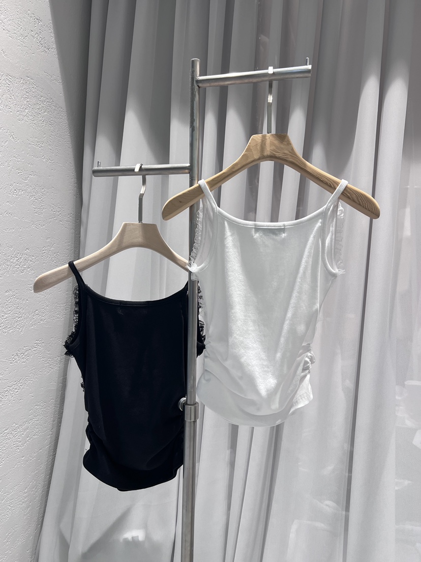 CLOTH韓國直郵㊣女裝新品25春夏推薦休閑吊帶背心荷葉邊蕾絲CLOTH吊帶/背心