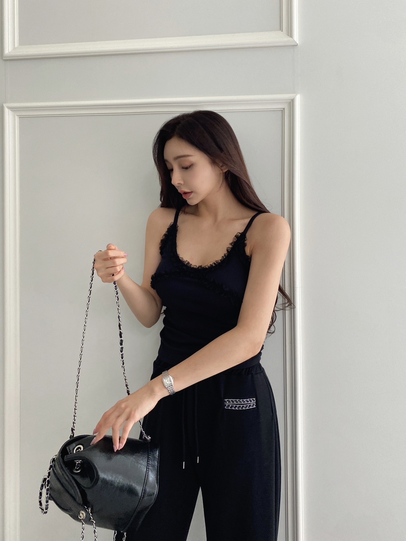 CLOTH韓國直郵㊣女裝新品25春夏推薦休閑吊帶背心荷葉邊蕾絲CLOTH吊帶/背心