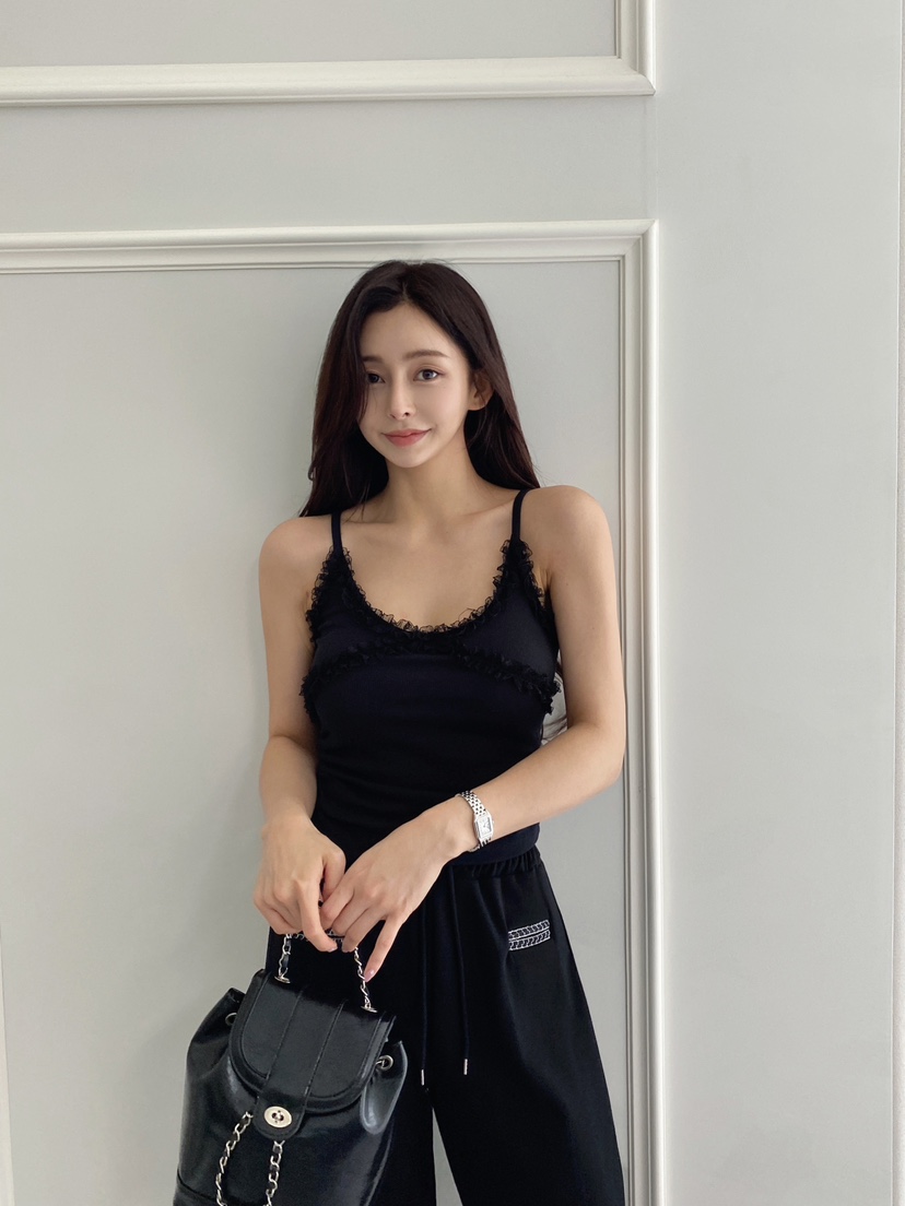 CLOTH韓國直郵㊣女裝新品25春夏推薦休閑吊帶背心荷葉邊蕾絲CLOTH吊帶/背心