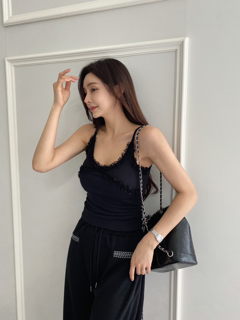 CLOTH韓國直郵㊣女裝新品25春夏推薦休閑吊帶背心荷葉邊蕾絲CLOTH吊帶/背心