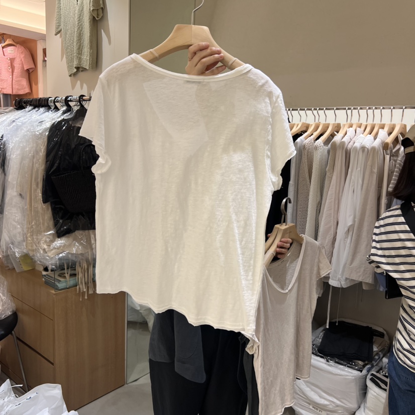 OP PER直郵韓國代購㊣女裝新品時尚25春夏休閑熱賣推薦T恤V領OPPERT恤