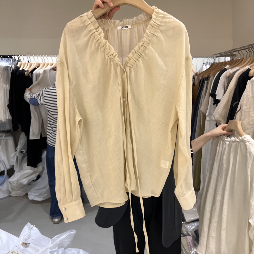 OP PER直郵韓國代購㊣女裝新品時尚人氣休閑推薦襯衫蕾絲衫OPPER襯衫/蕾絲衫